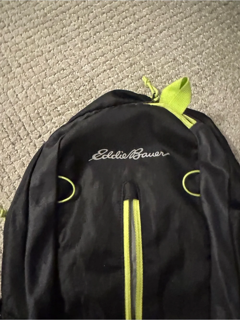 Eddie Bauer Black Backpack with Lime Accents
